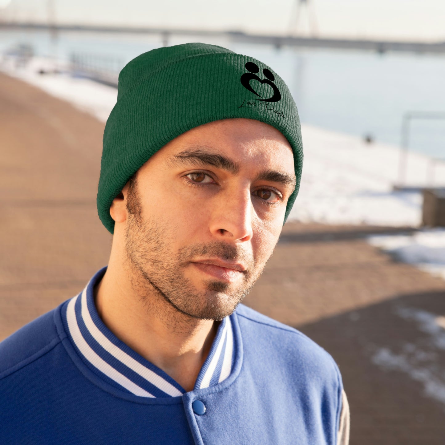 Love People Beanie with Black Logo