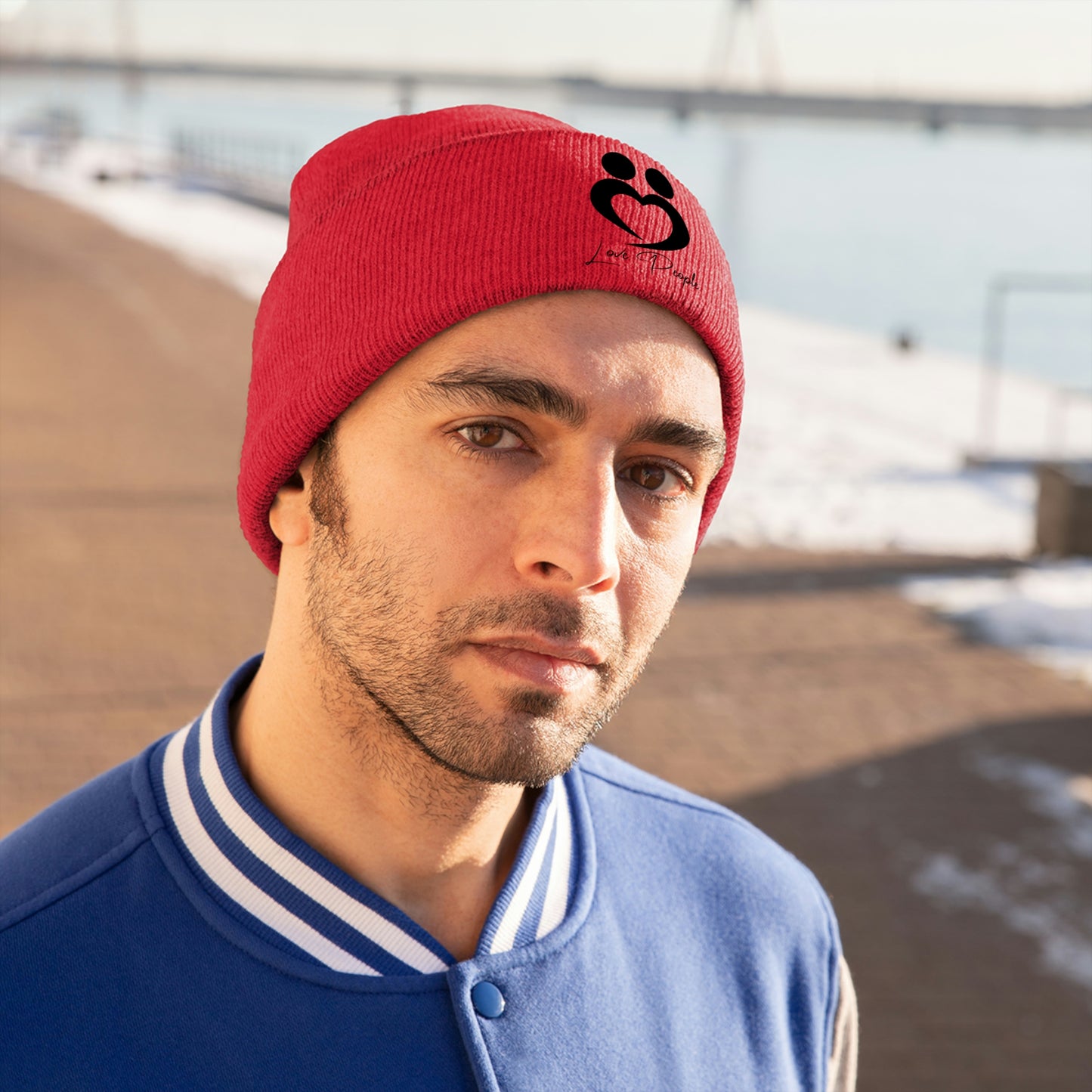 Love People Beanie with Black Logo