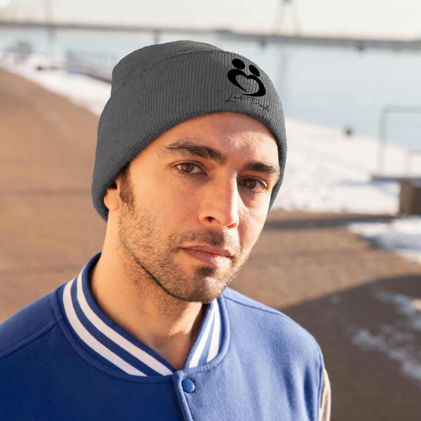 Love People Beanie with Black Logo