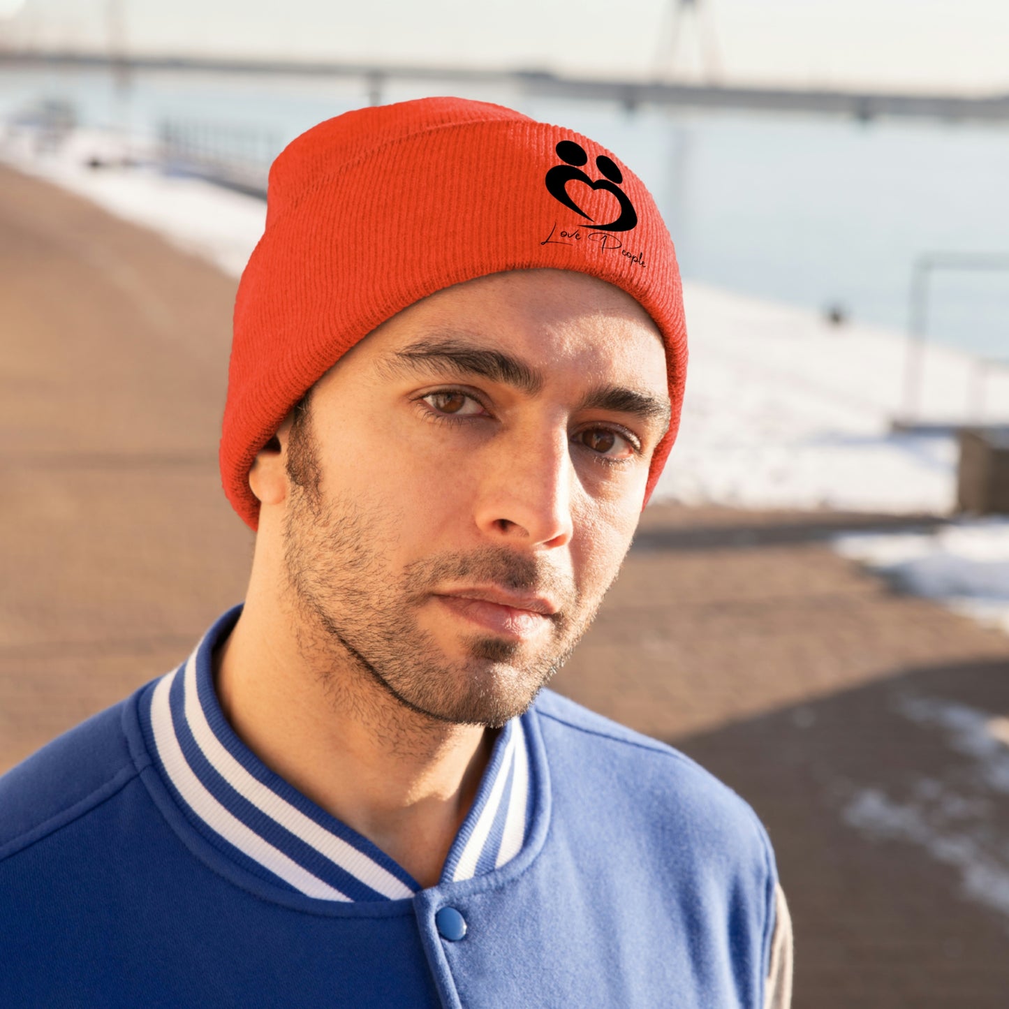 Love People Beanie with Black Logo